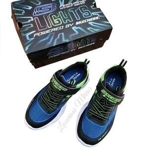 Skechers Toddler Boys Light Up Vortex-Flash Zorent Blue / Lime Ombre Mesh Sz 12
